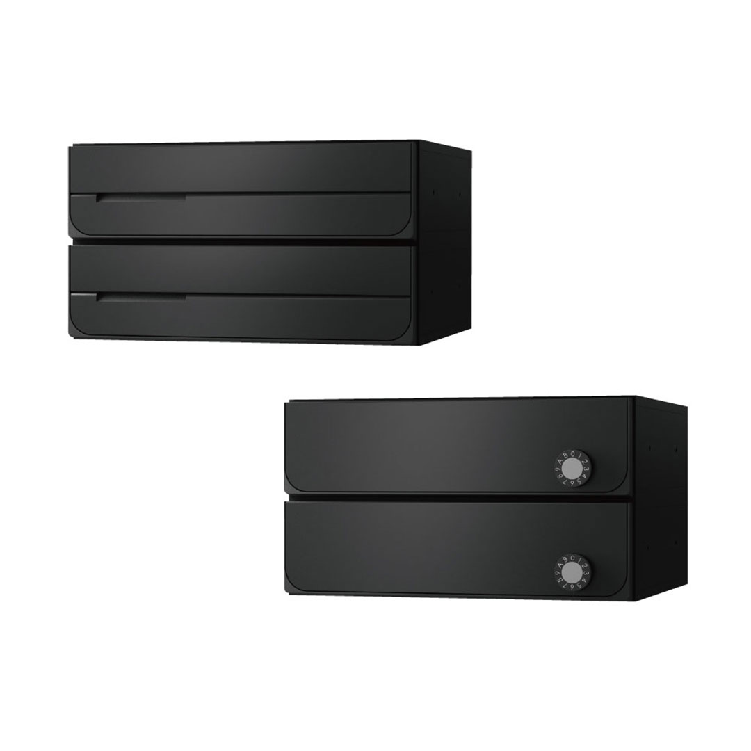 ナスタ ポスト W360×H100 前入後出/屋内タイプ/上開き/3戸用 KS-MB3102PU-3L-BK ブラック 静音大型ダイヤル錠  集合住宅用ポスト