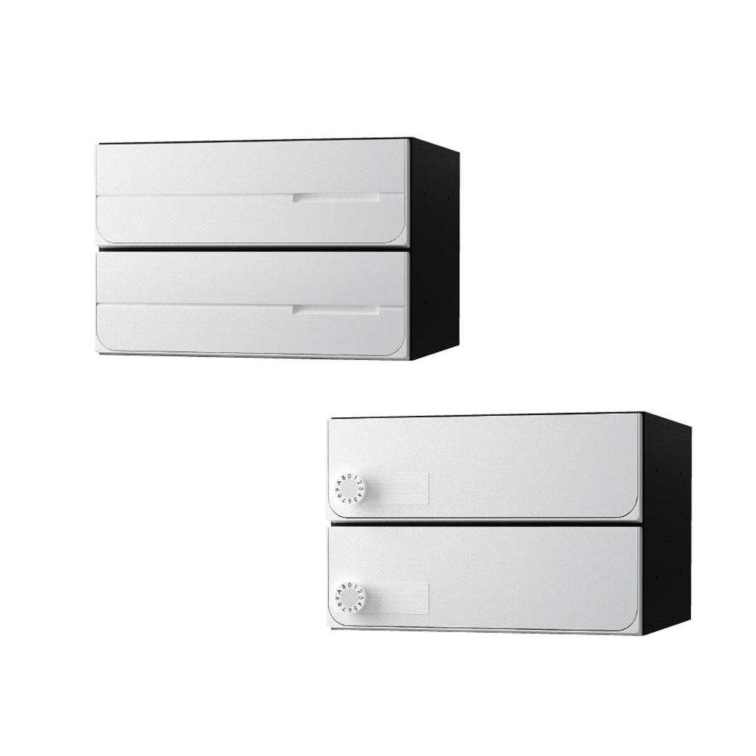 ナスタ ポスト W360×H120 前入後出/屋内タイプ/横開き/2戸用 KS-MB4102PY-2L-W ホワイト 静音大型ダイヤル錠  集合住宅用ポスト