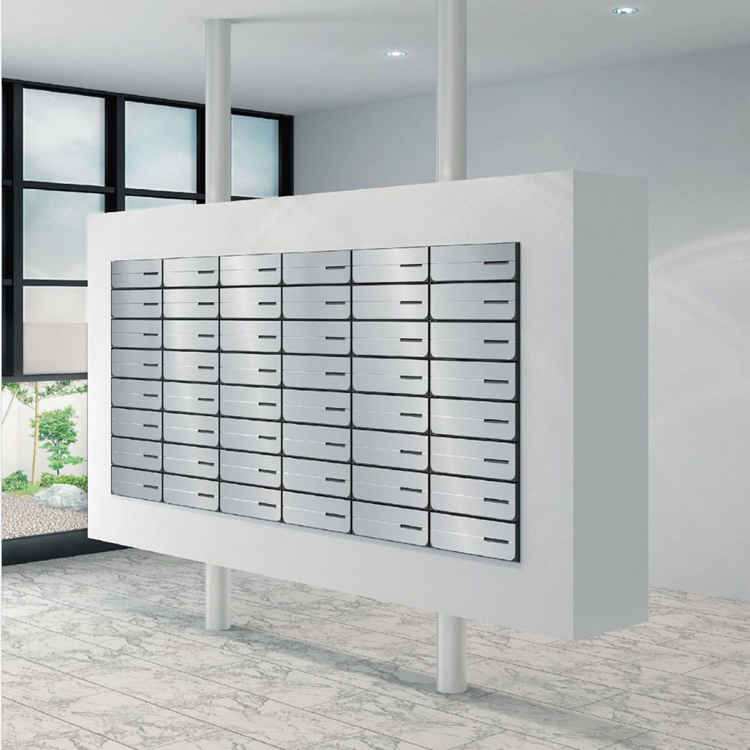 ナスタ ポスト W360×H120 前入後出/屋内タイプ/上開き/3戸用 KS-MB4102PU-3L-SV シルバー 静音大型ダイヤル錠  集合住宅用ポスト