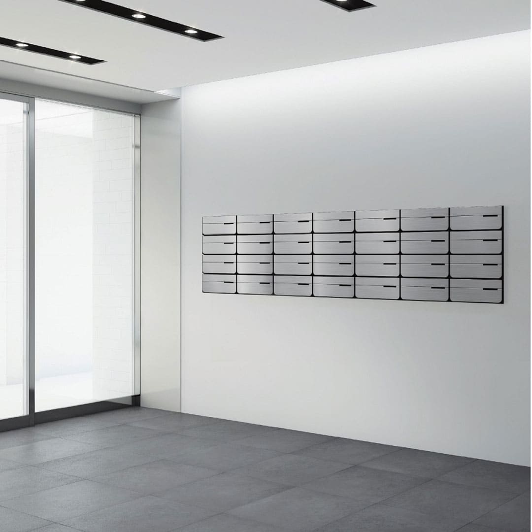 ナスタ ポスト W360×H150 前入後出/屋内タイプ/横開き/1戸用 KS-MB7102PY-L-S ステンレスヘアーライン 静音大型ダイヤル錠  集合住宅用ポスト