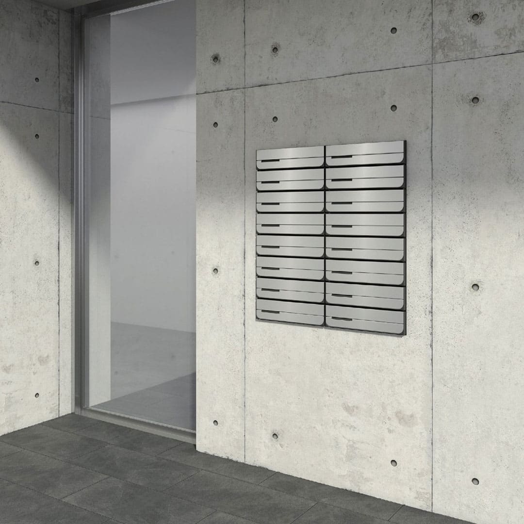 ナスタ ポスト W360×H100 前入後出/両側防滴タイプ/上開き/3戸用 KS-MB3402PU-3L-S ステンレスヘアーライン 静音大型ダイヤル錠  集合住宅用ポスト