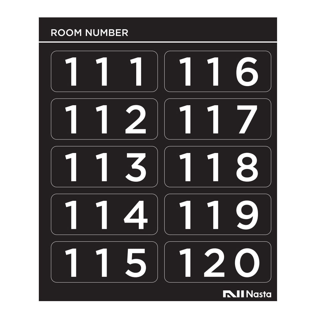 ナスタ ルームナンバー【211～220】数字3桁 KS-NGBS-2B シールタイプ 部屋番号シール