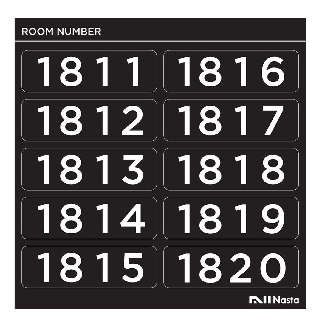 ナスタ ルームナンバー【1021～1030】数字4桁 KS-NGBS-10C シールタイプ 部屋番号シール