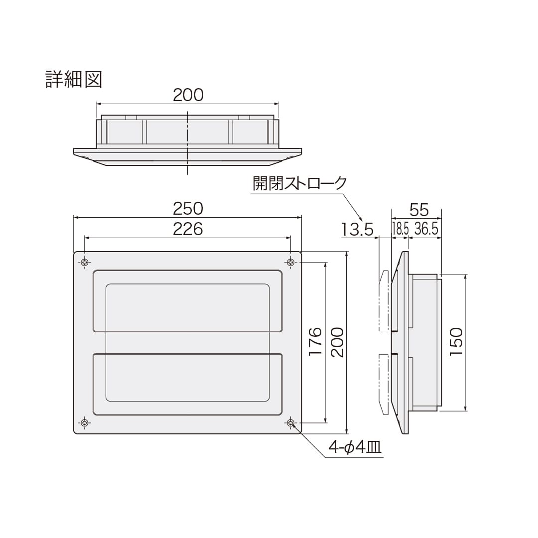 ナスタ 屋内換気口 木枠留め プッシュタイプ 防虫網付 シルバーグレー KS-6040P2-SG 樹脂