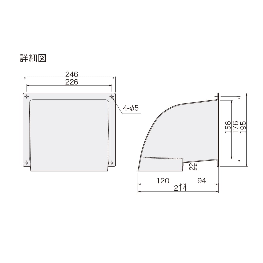 ナスタ 屋外換気口 深型タイプ シルバーグレー KS-700P-SG 樹脂製 木枠留め 住宅用換気部材