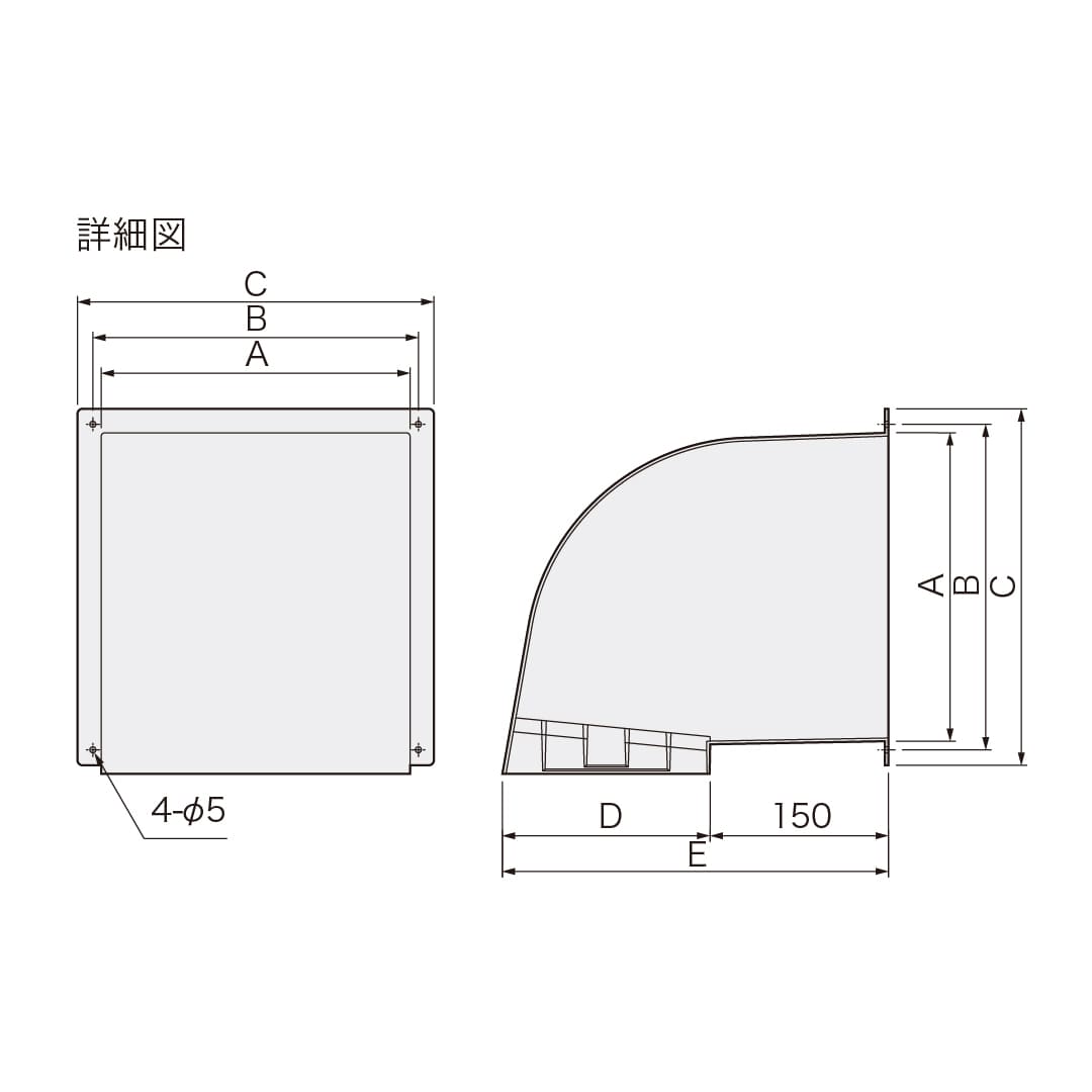 ナスタ 屋外換気口 強制換気 深型タイプ 防鳥用リブ付 シルバーグレー KS-700PE-30SG 樹脂 木枠留め