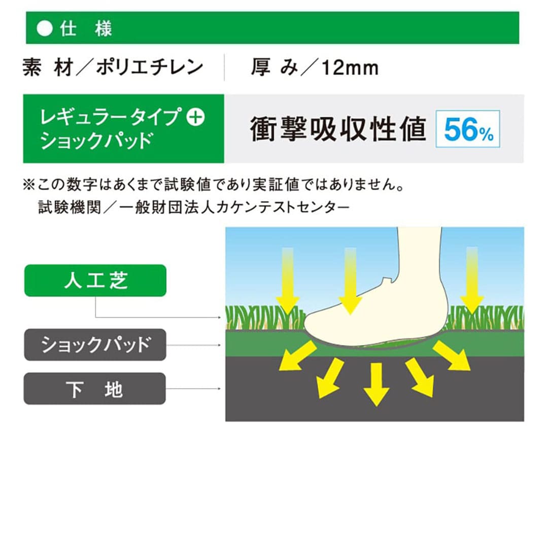 ショックパッド 12mm 幅1m×10m PAEグローバル SP50110 クローバーターフ 人工芝