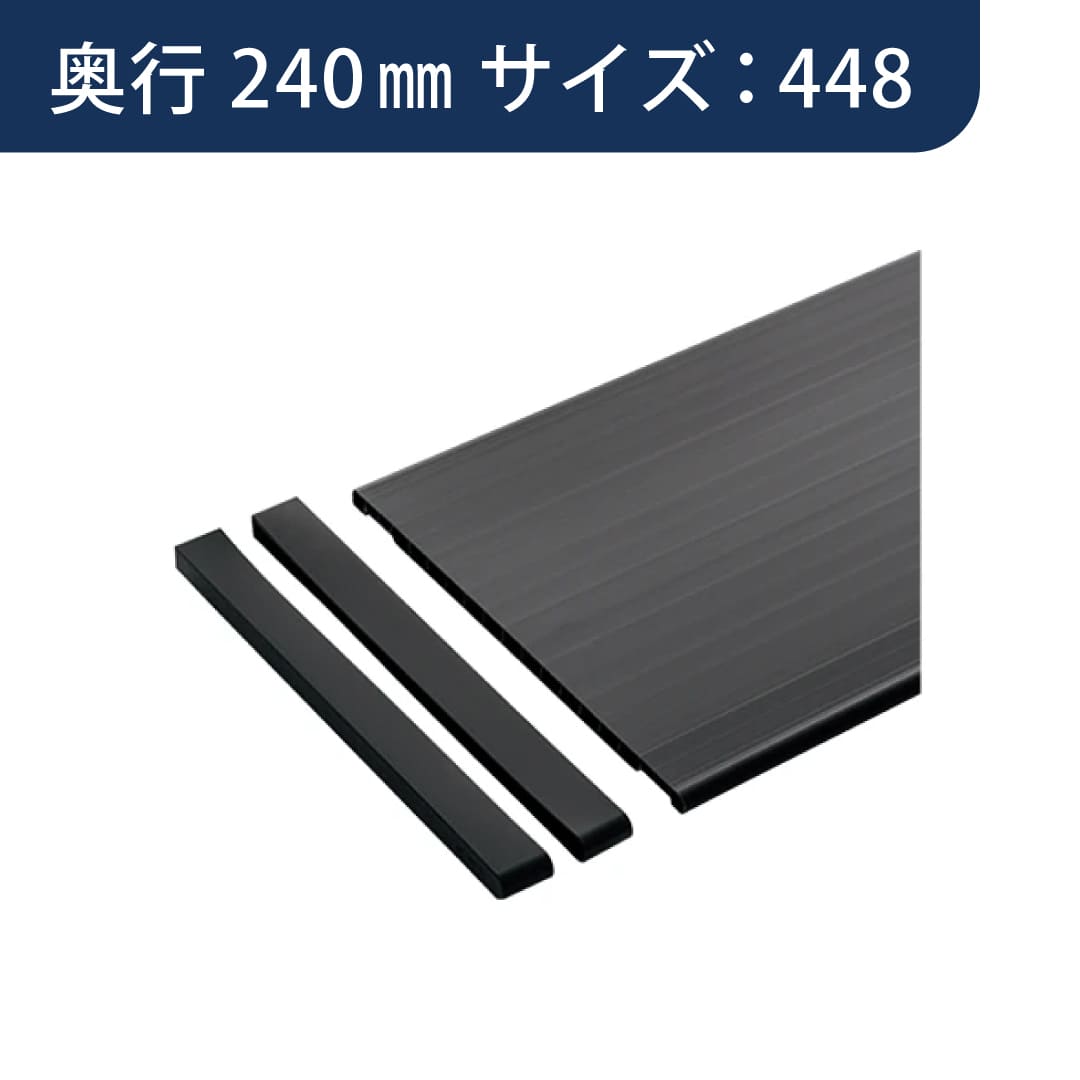 SS シューノ 樹脂棚板 D240mm サイドキャップセット SS0-PS240-S サイズ：448 PSダークグレー ROYAL