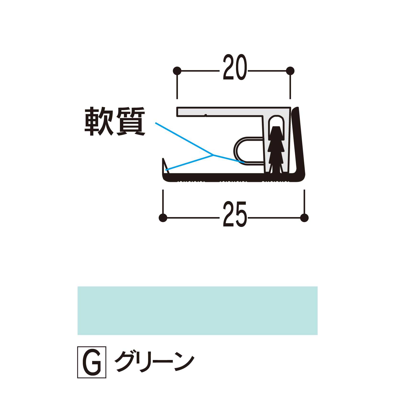 バスパネル 見切 グリーン3000mmLM-LG3【ケース販売】20本 浴室用天井 壁装材