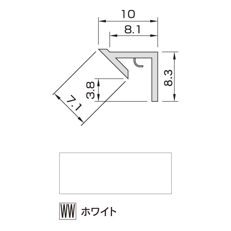 アルパレージ用 入隅 ホワイト 2450mm AE2WW【ケース販売】20本 壁面 化粧パネル 内装 浴室 水廻り