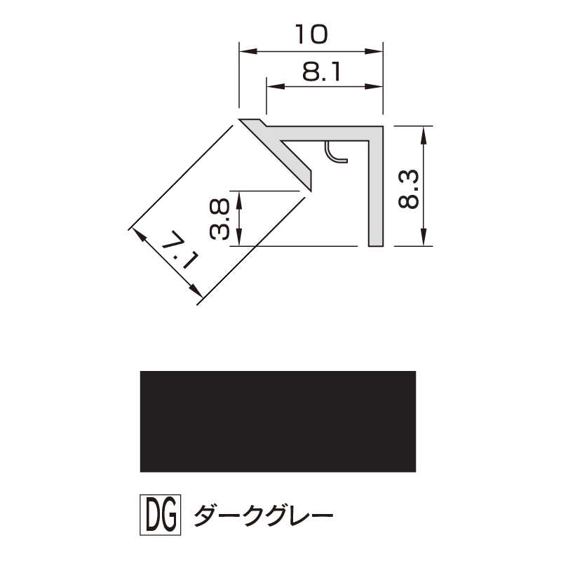 アルパレージ用 入隅 ダークグレー 2450mm AE2DG【ケース販売】20本 壁面 化粧パネル 内装 浴室 水廻り