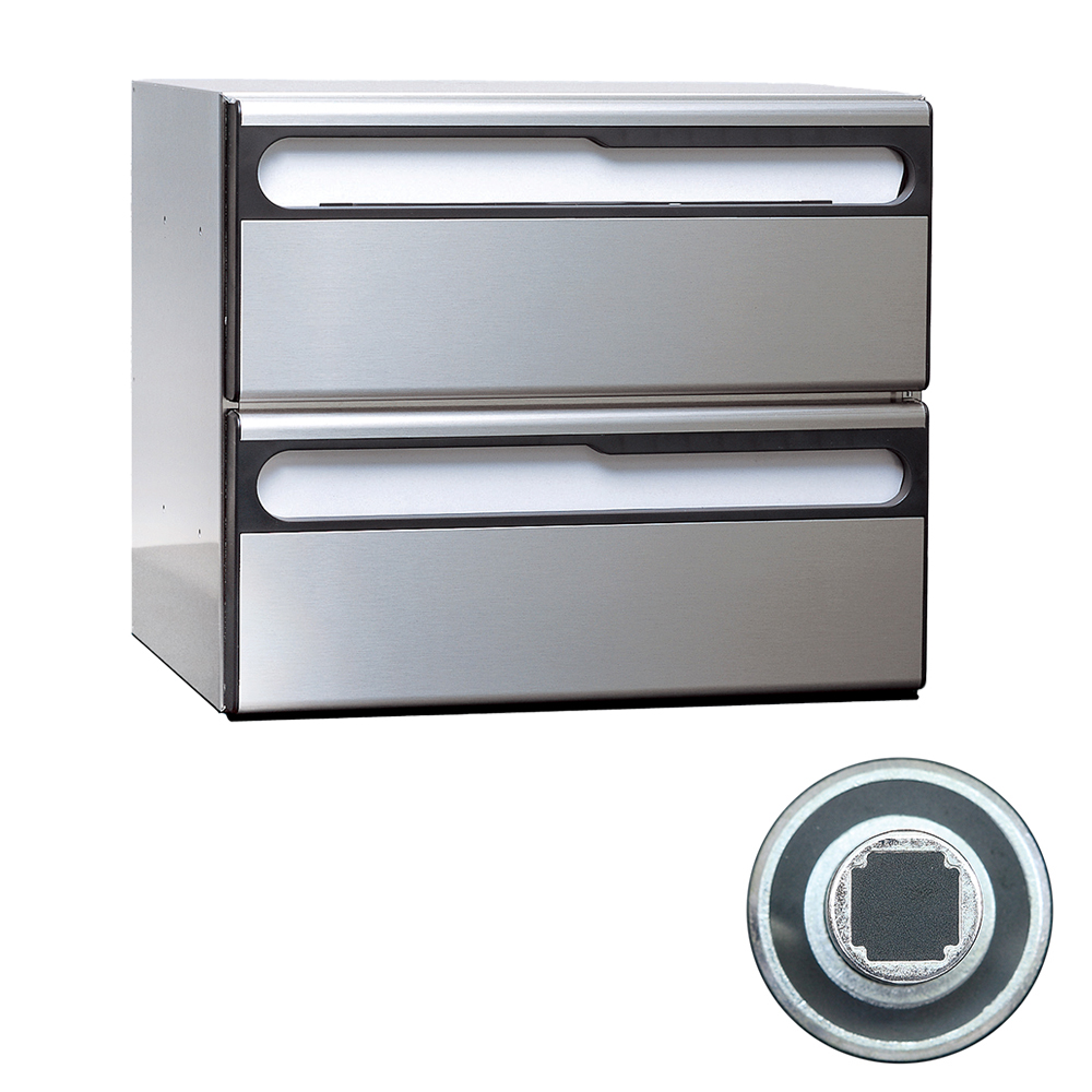 集合郵便受箱 PM-215-2 NL 前入後出 ラッチ錠（1列2段）2世帯 W360×H300×D301 コーワソニア