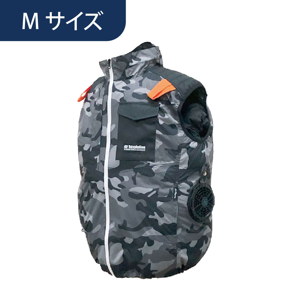 空調ウェア AR4261 ベスト カモフラ柄 M 作業着 KM Air Revolution (バッテリー・ファン別売)