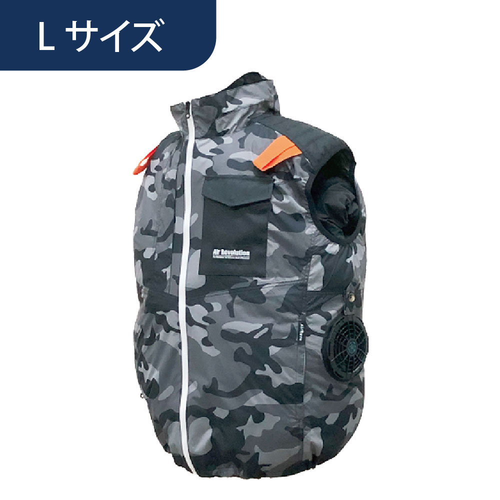 空調ウェア AR4261 ベスト カモフラ柄 L 作業着 KM Air Revolution (バッテリー・ファン別売)
