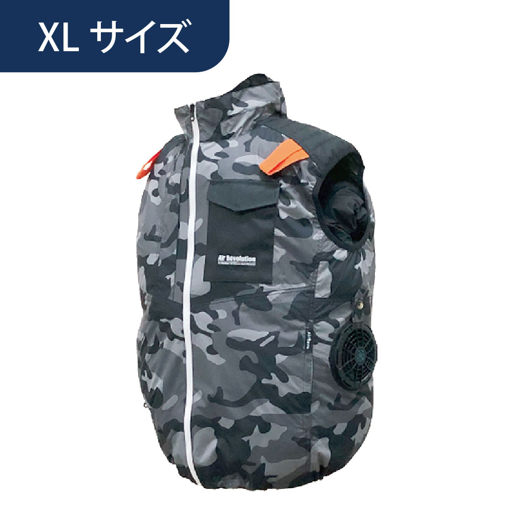空調ウェア AR4261 ベスト カモフラ柄 XL 作業着 KM Air Revolution (バッテリー・ファン別売)