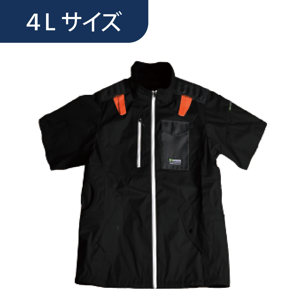 空調ウェア AR5272 半袖 ブラック 4L 作業着 KM Air Revolution (バッテリー・ファン別売)