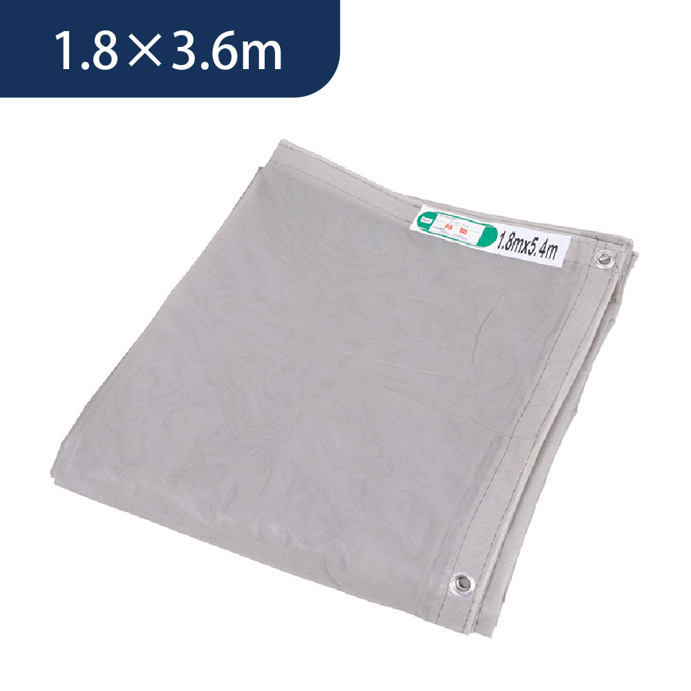 メッシュシート 1.8×3.6（m）グレー ネットシート ラッセルシート 防炎 日本防炎協会適合品 塗装 足場 KM