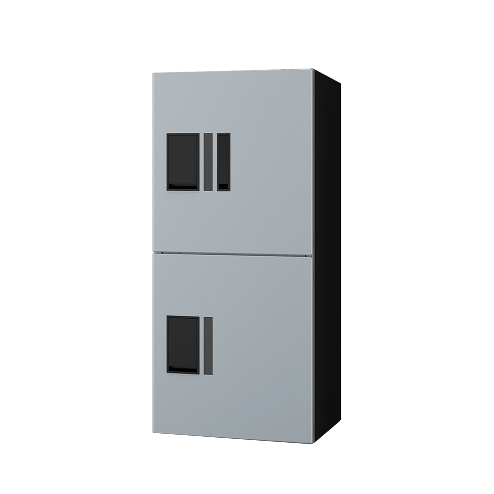 ナスタ Nasta Box プチ宅ユニット  KS-TL01R05AN-SK H400mm×2タイプ(捺印付き)シルバー×ブラック 集合住宅用 宅配ボックス 前入前出