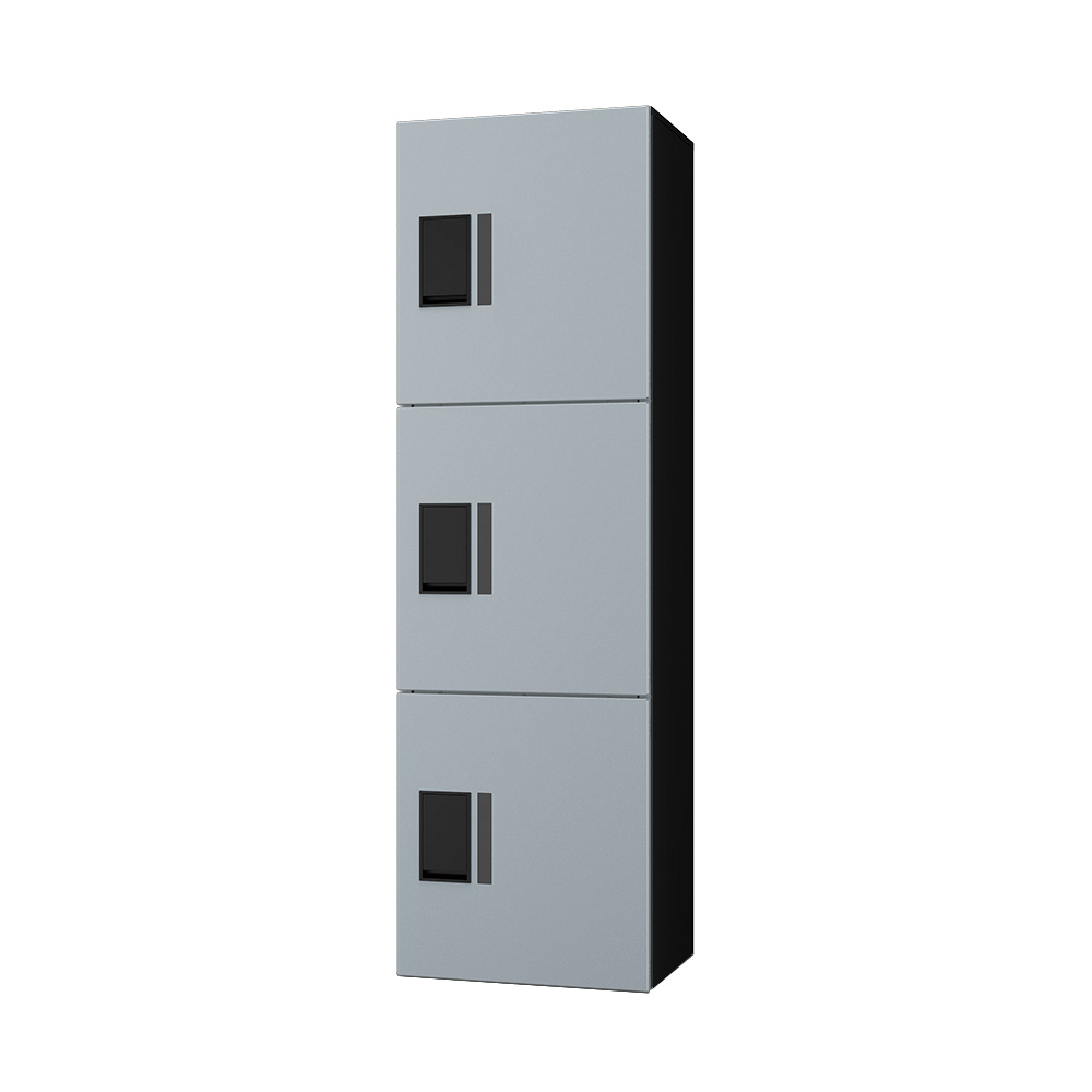 ナスタ Nasta Box プチ宅ユニット  KS-TL01R03A-SK H400mm×3タイプ(捺印無し)シルバー×ブラック 集合住宅用 宅配ボックス 前入前出