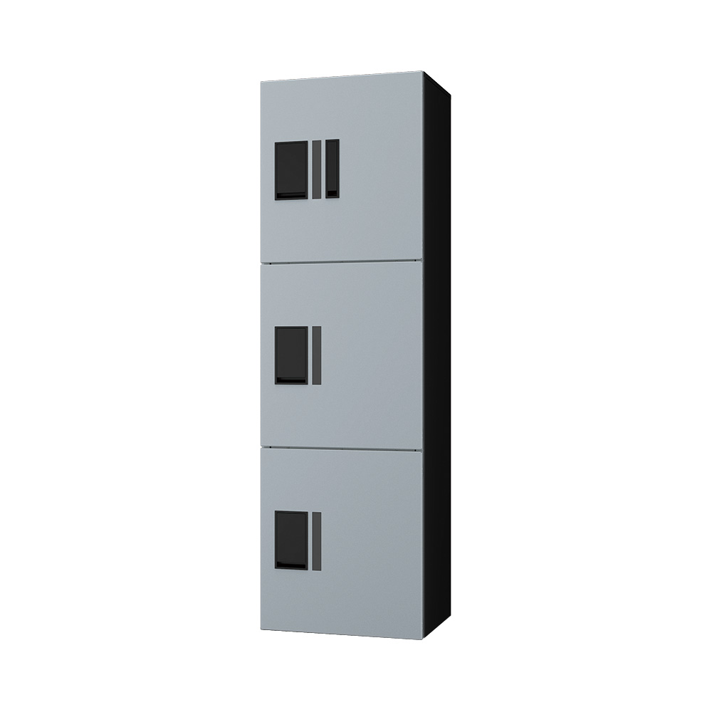 ナスタ Nasta Box プチ宅ユニット  KS-TL01R03AN-SK H400mm×3タイプ(捺印付き)シルバー×ブラック 集合住宅用 宅配ボックス 前入前出