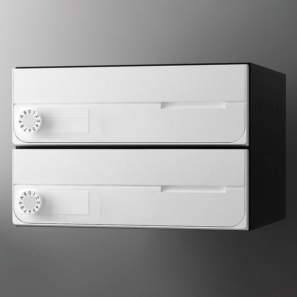 ナスタ ポスト W360×H120 前入前出/屋内タイプ/横開き/2戸用 KS-MB4002PY-2L-W ホワイト 静音大型ダイヤル錠 集合住宅用ポスト