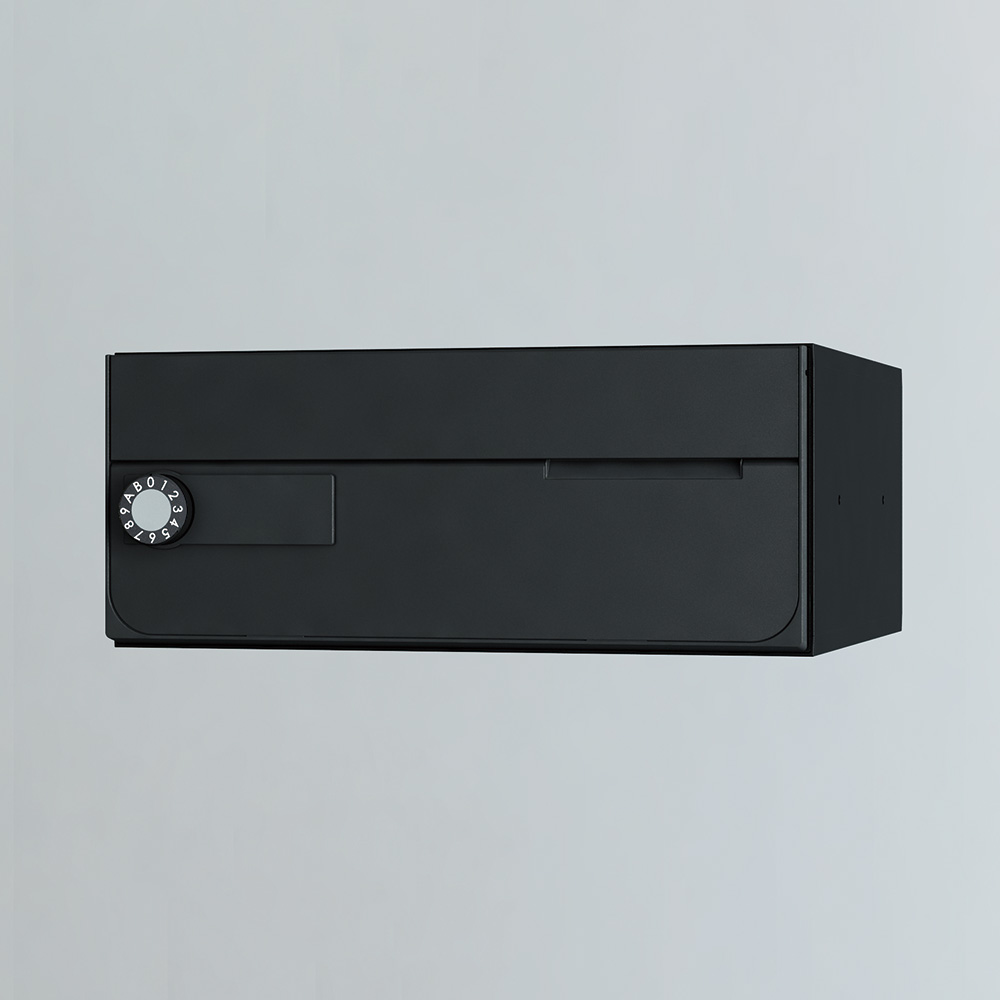 ナスタ ポスト W360×H150 前入前出/屋内タイプ/横開き/1戸用 KS-MB7002PY-L-BK ブラック 静音大型ダイヤル錠 集合住宅用ポスト