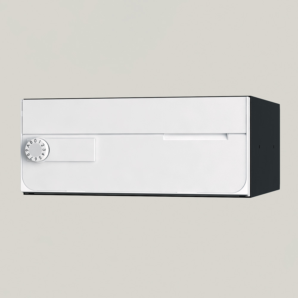 ナスタ ポスト W360×H150 前入前出/屋内タイプ/横開き/1戸用 KS-MB7002PY-L-W ホワイト 静音大型ダイヤル錠 集合住宅用ポスト