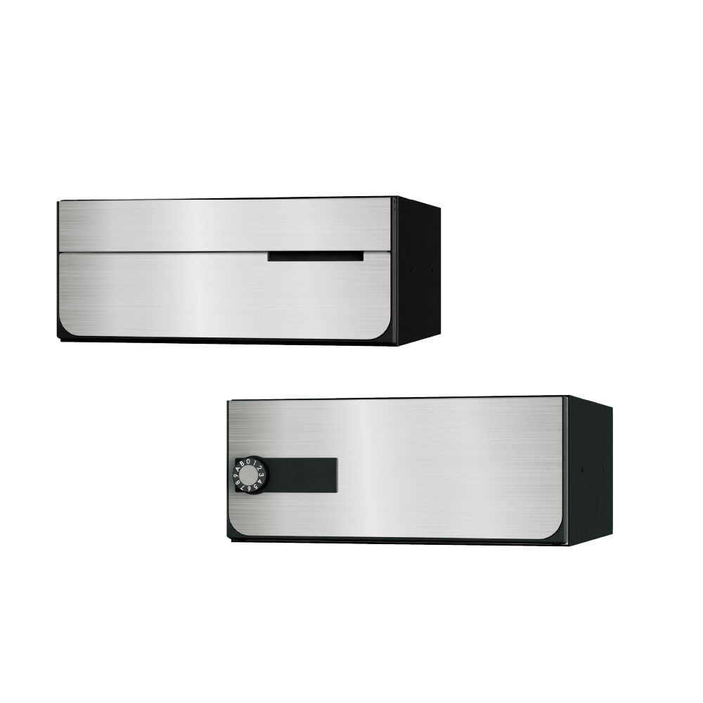 ナスタ ポスト W360×H150 前入後出/屋内タイプ/横開き/1戸用 KS-MB7102PY-L-S ステンレスヘアーライン 静音大型ダイヤル錠  集合住宅用ポスト