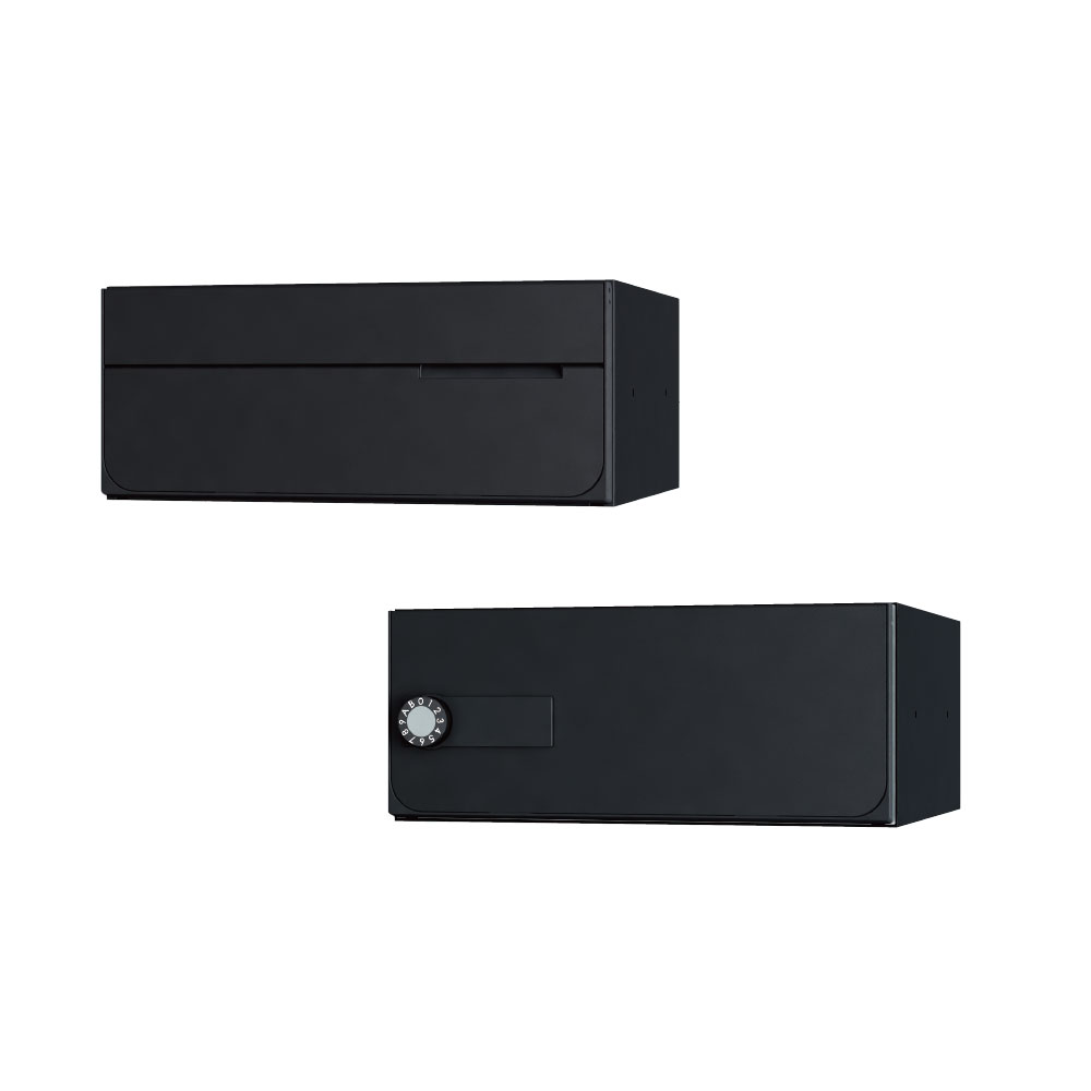 ナスタ ポスト W360×H150 前入後出/屋内タイプ/横開き/1戸用 KS-MB7102PY-L-BK ブラック 静音大型ダイヤル錠  集合住宅用ポスト
