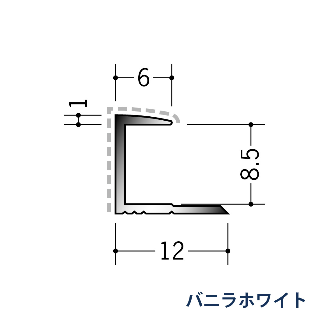 アルミアクリルペイントジョイナー コ型 アルミ8CA カラー 54204 2.73m バニラホワイト 創建【法人限定】