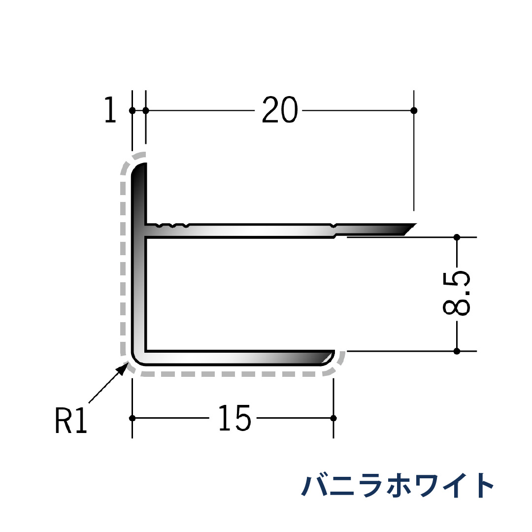 アルミアクリルペイントジョイナー 出隅 アルミ8ADカラー 50124 2.73m バニラホワイト 創建【法人限定】