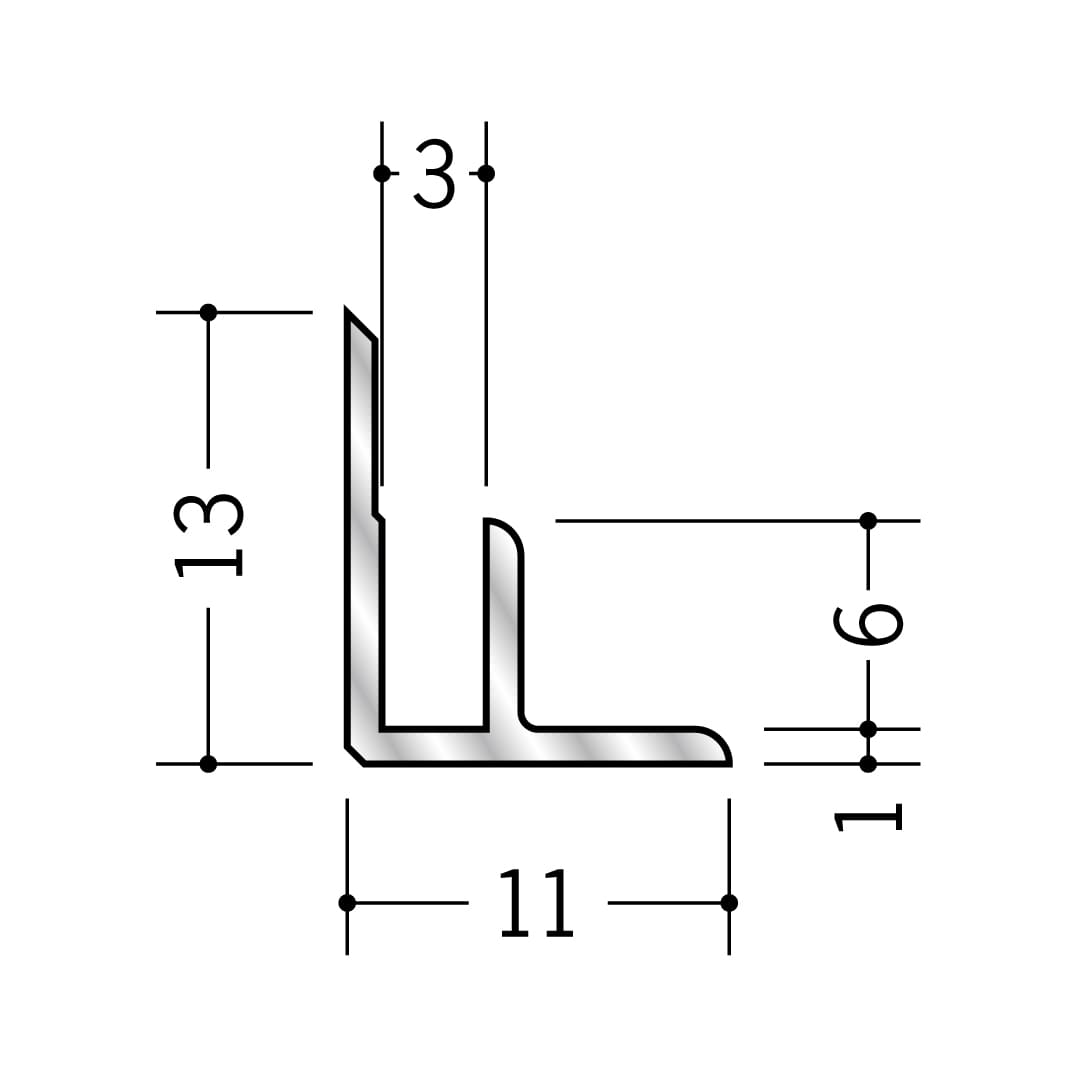 アルミ入隅ジョイナー アルミ3ゼロAB 54040 2.73m アルマイトシルバー 創建【法人限定】