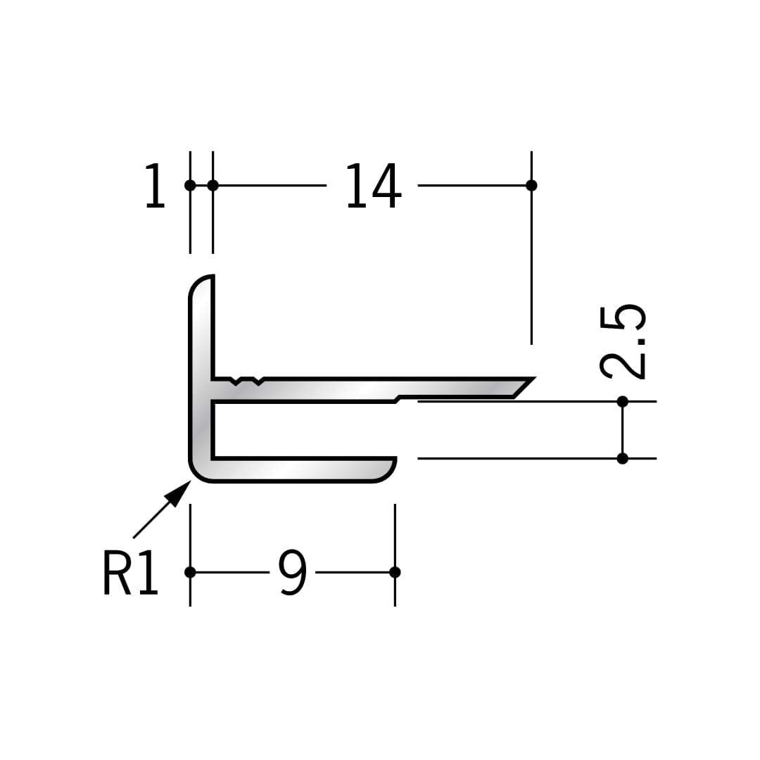 アルミ出隅ジョイナー アルミ2AD 53515 2.73m アルマイトシルバー 創建【法人限定】