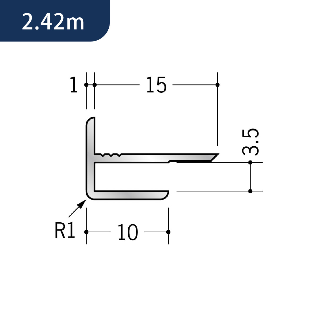 アルミ出隅ジョイナー アルミ3AD 50072 2.42m アルマイトシルバー 創建【法人限定】