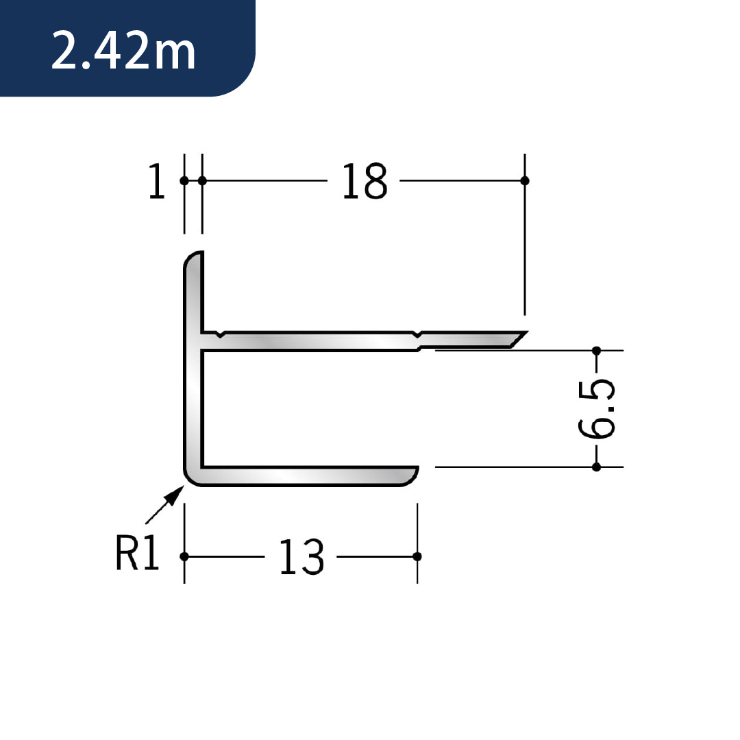 アルミ出隅ジョイナー アルミ6AD 50075 2.42m アルマイトシルバー 創建【法人限定】