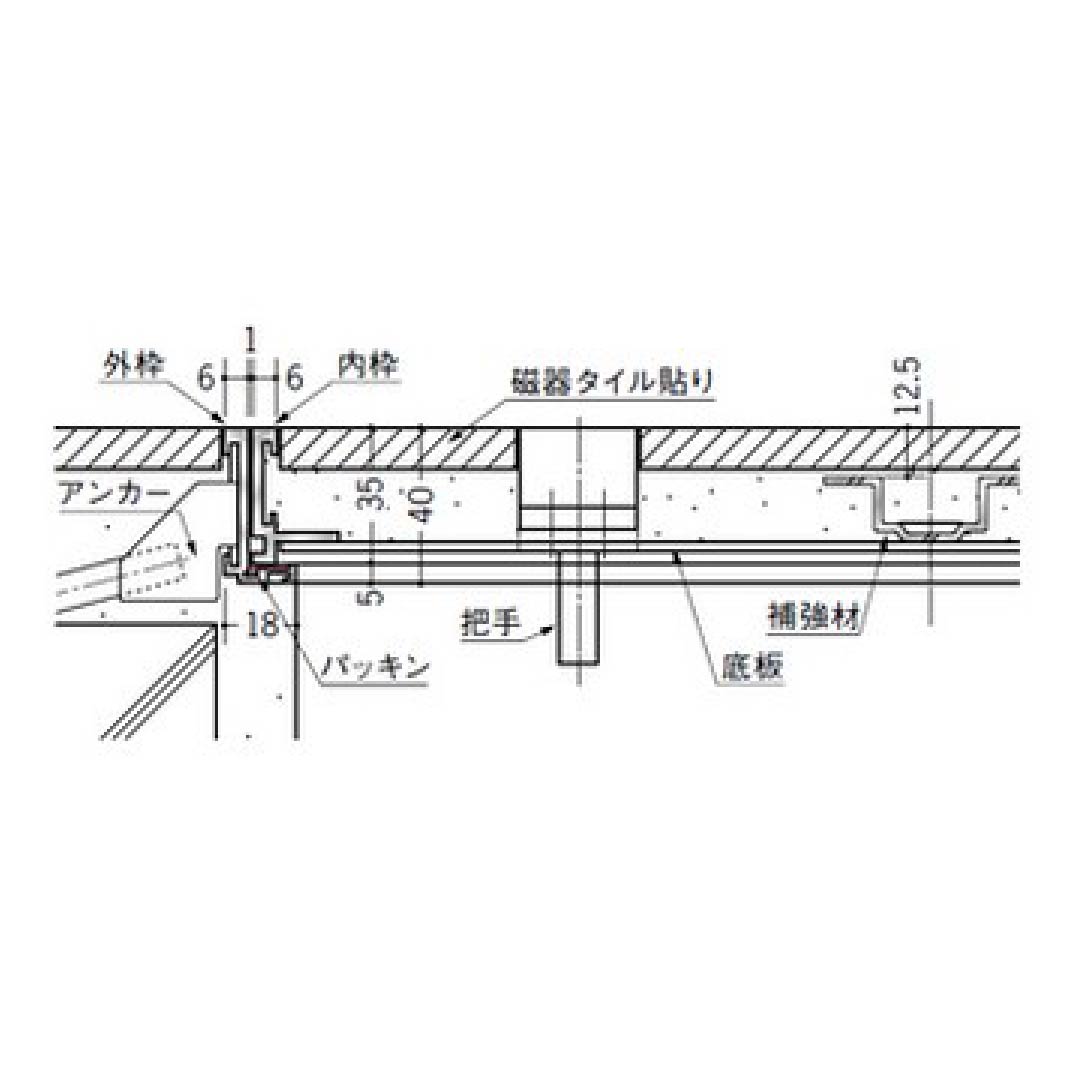 床点検口 フロアリーフ NF-450 450×450 450角 62702 Pタイル 磁器タイル アルミ 点検口 創建