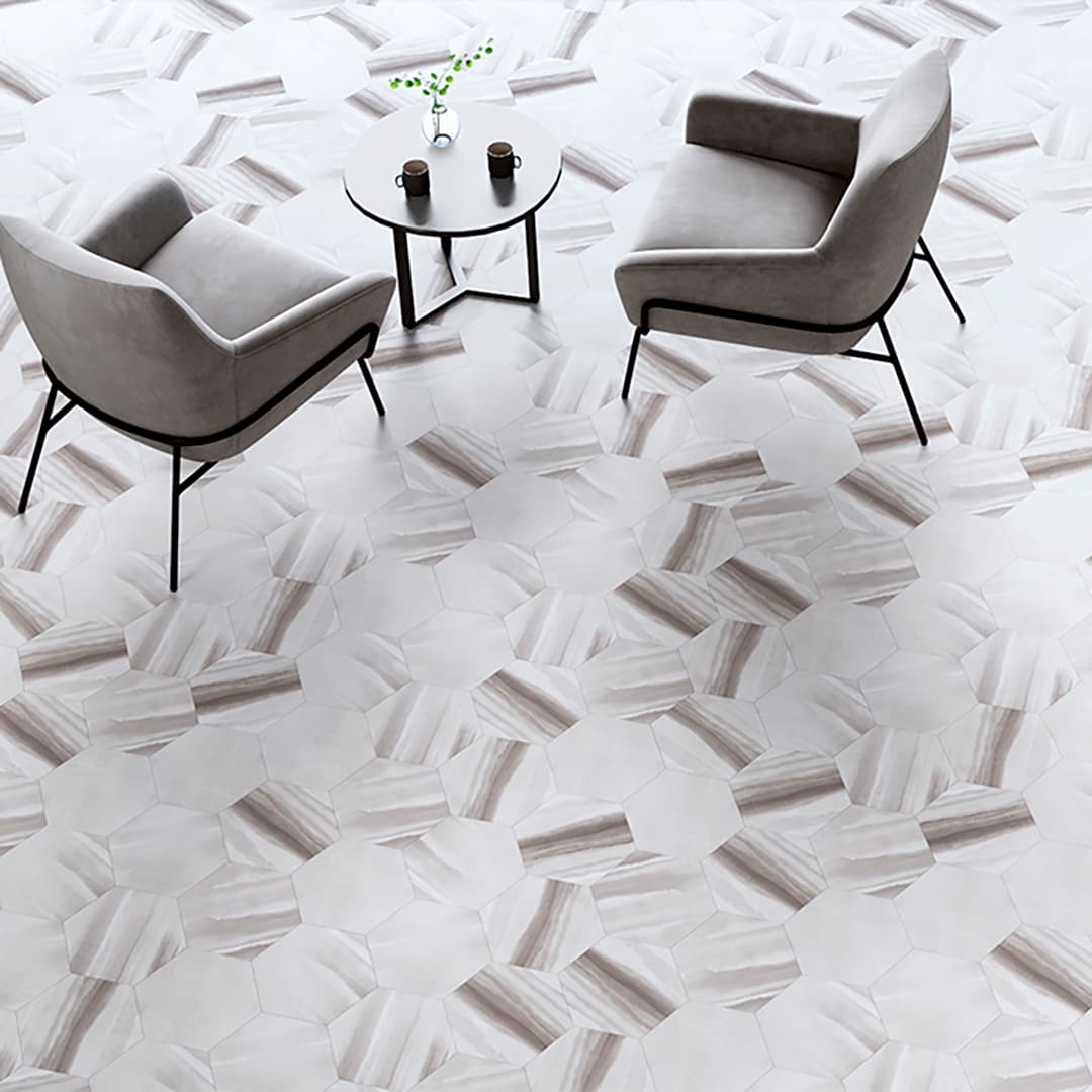 IS2007 フロアタイル（FLOOR TILE）ストーン＆アクセント ブリードヘキサ 260×300×2.5（mm）【ケース販売】52枚入 サンゲツ