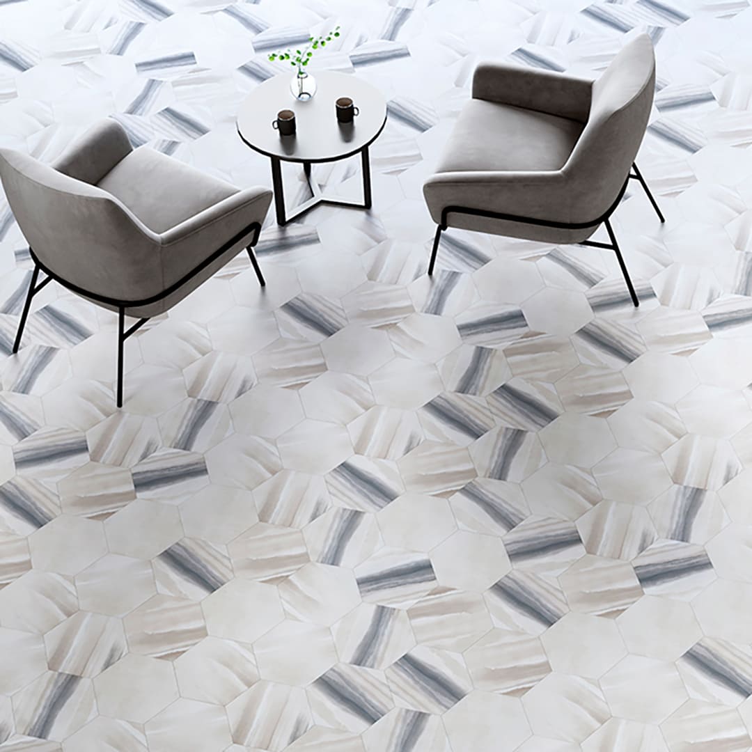 IS2008 フロアタイル（FLOOR TILE）ストーン＆アクセント ブリードヘキサ 260×300×2.5（mm）【ケース販売】52枚入 サンゲツ