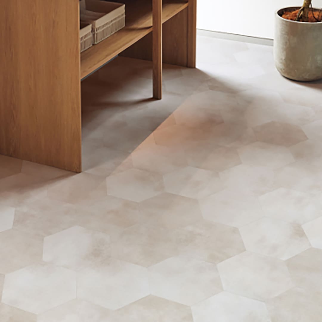 IS2009 フロアタイル（FLOOR TILE）ストーン＆アクセント プレーンヘキサ 260×300×2.5（mm）【ケース販売】52枚入 サンゲツ