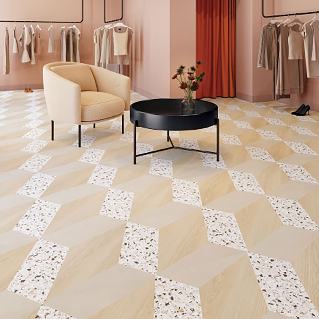 IS2013 フロアタイル（FLOOR TILE）ストーン＆アクセント ジオミックス 457.2×457.2×2.5（mm）【ケース販売】16セット入 サンゲツ