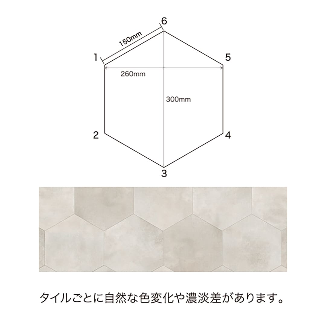 IS2009 フロアタイル（FLOOR TILE）ストーン＆アクセント プレーンヘキサ 260×300×2.5（mm）【ケース販売】52枚入 サンゲツ
