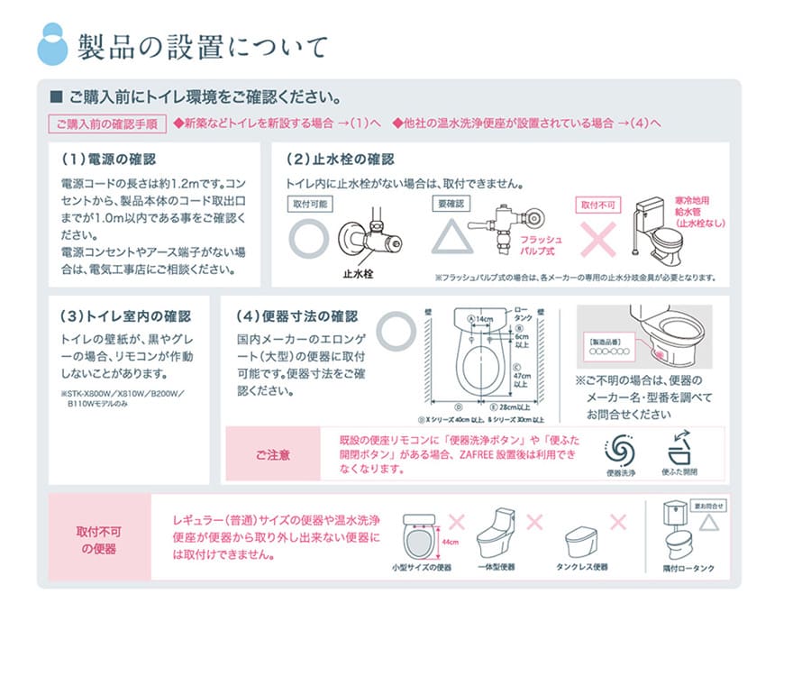 購入前にトイレ環境をご確認ください