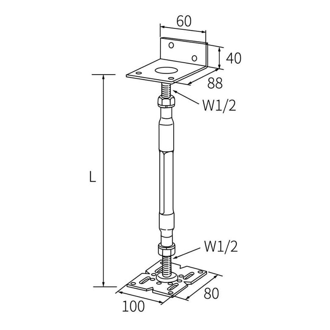 TD 鋼製束 L290 調整高231-364【ケース販売】25本入 L型 根太工法 国内生産 タカヤマ金属