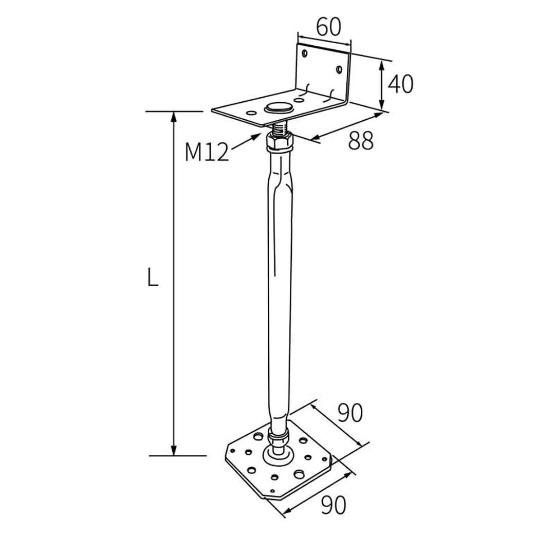 IS 鋼製束 L240 調整高200-288【ケース販売】25本入 L型 根太工法 国内生産 タカヤマ金属