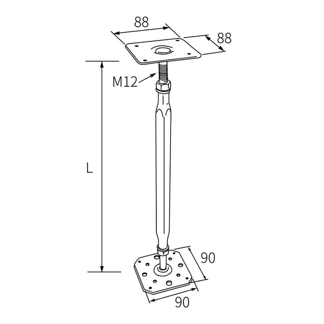 フラットIS 鋼製束 L515 調整高450-576【ケース販売】20本入 L型 国内生産 タカヤマ金属