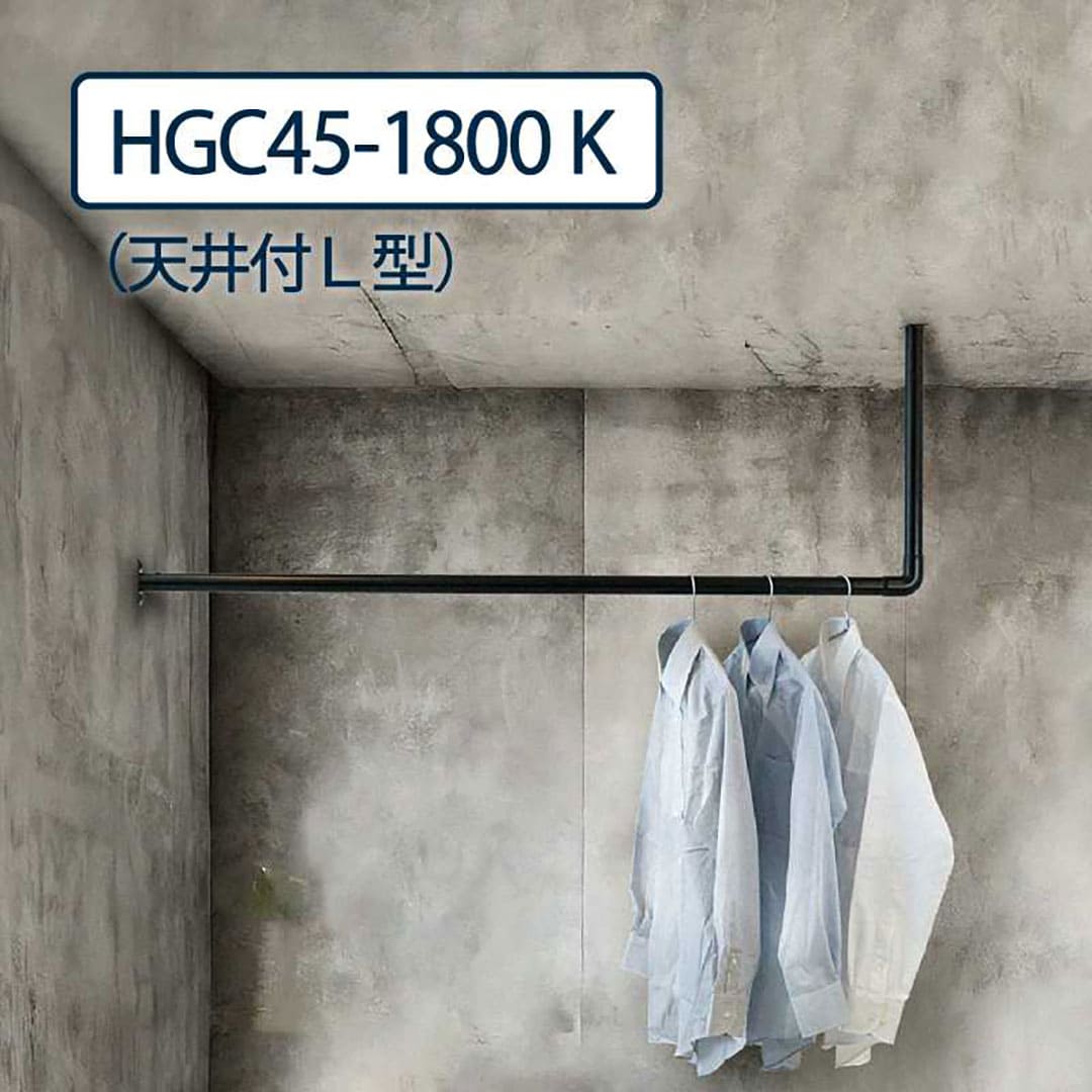 ハンギングパイプ 天井付L型 HGC45-1800 H:455mm L:1822mm 1セット 室内･屋外設置可 物干し金物 タカラ産業