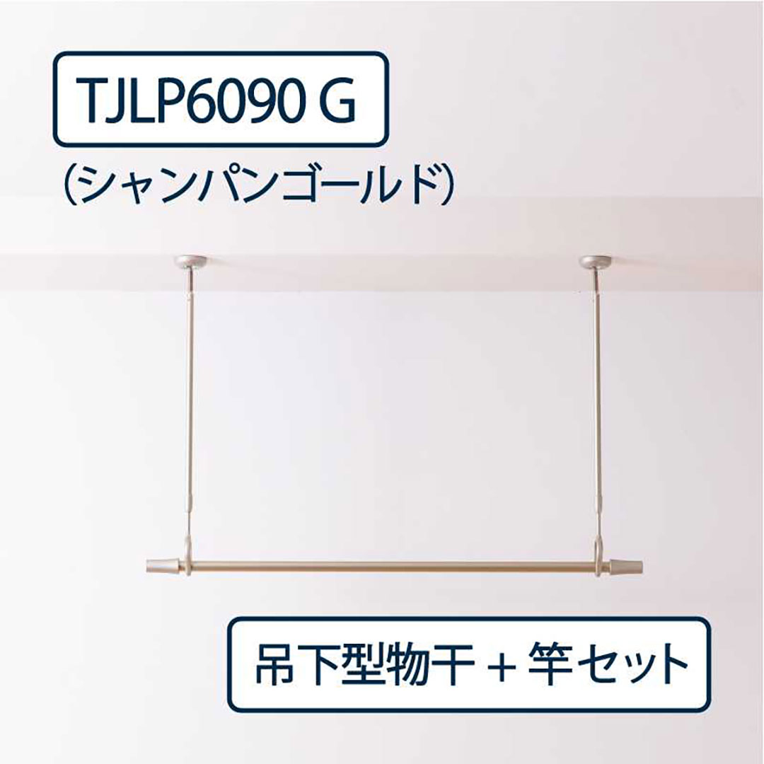 ドライウェーブ 物干し金物 TJLP6090(室内天井取付)G シャンパンゴールド【物干ポール・竿】セット タカラ産業