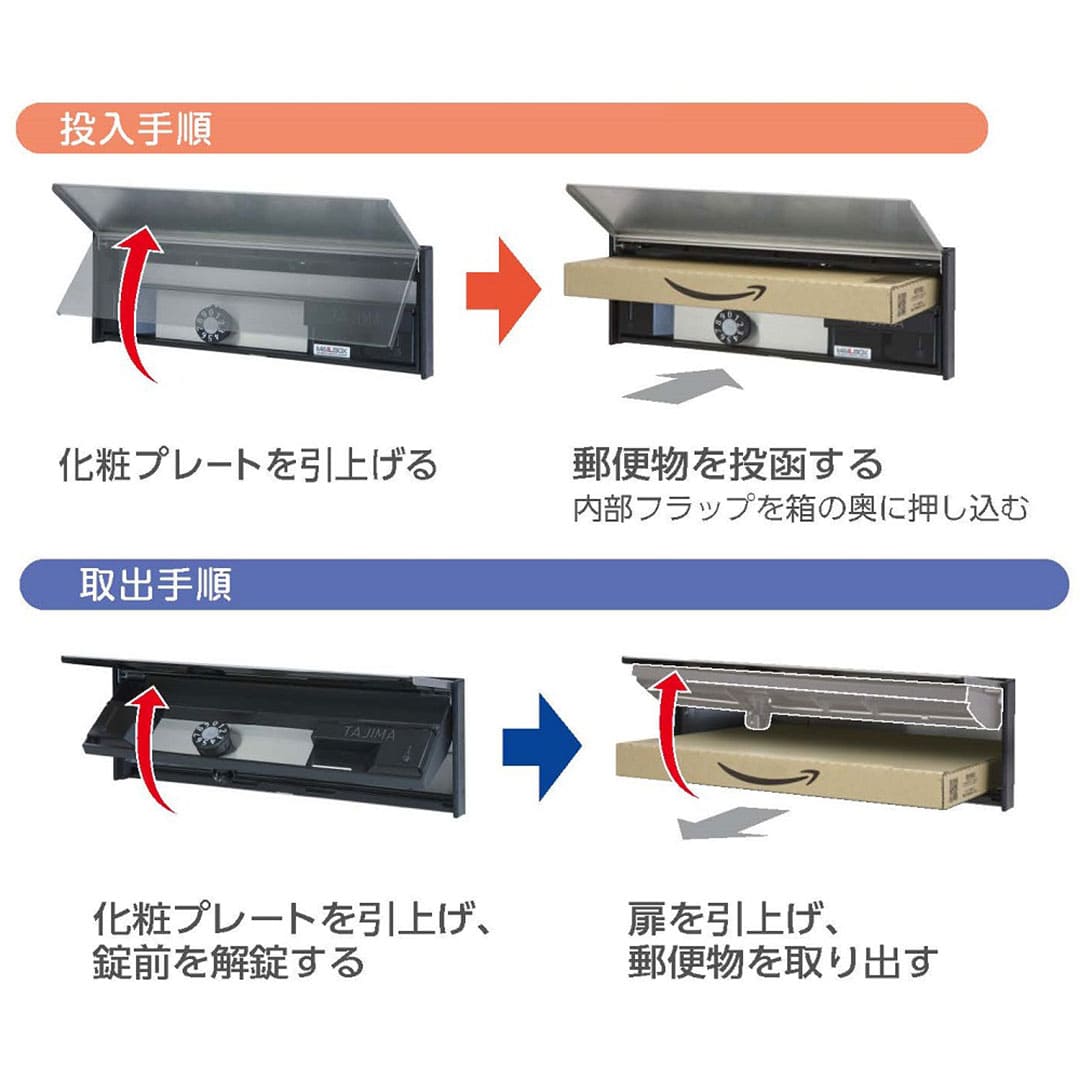 集合住宅用ポスト MX-68-2 ヘアライン 前入前出 2戸用  防雨型 大型郵便 myナンバー錠 田島メタルワーク（法人限定）