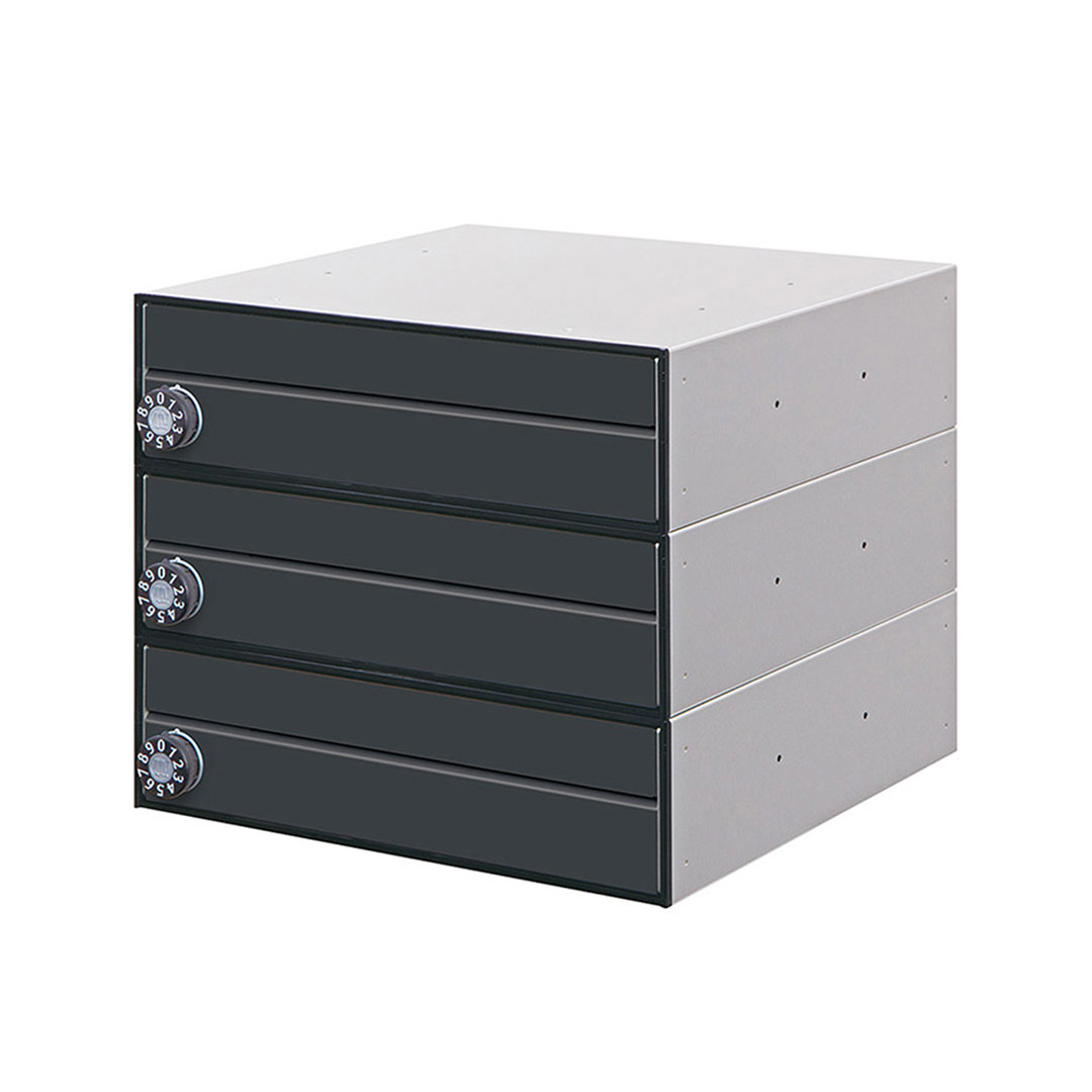 集合住宅用ポスト MX-91-36FF-3-B ブラック 前入前出 3戸用 W360 防雨型 myナンバー錠 田島メタルワーク（法人限定）