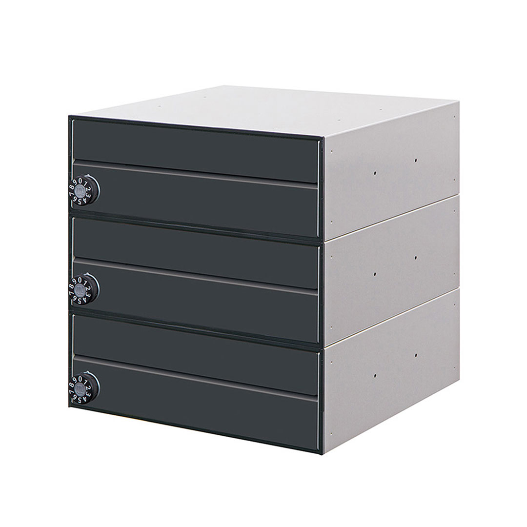 集合住宅用ポスト MX-92-36FF-3-B ブラック 前入前出 3戸用 W360 防雨型 大型郵便 myナンバー錠 田島メタルワーク（法人限定）